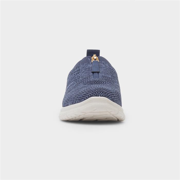 Astrid Womens Blue Zip Up Knit Shoe
