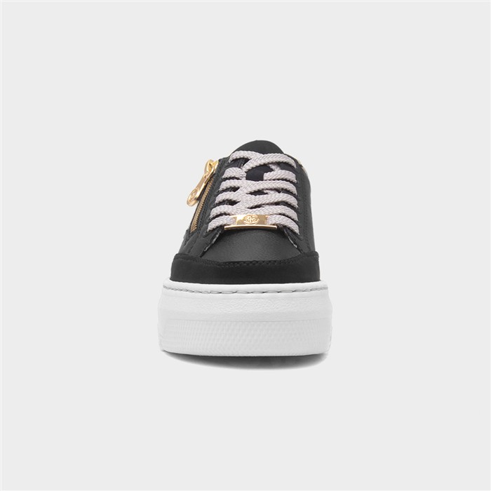 Essen Womens Black Leather Lace Up Shoe