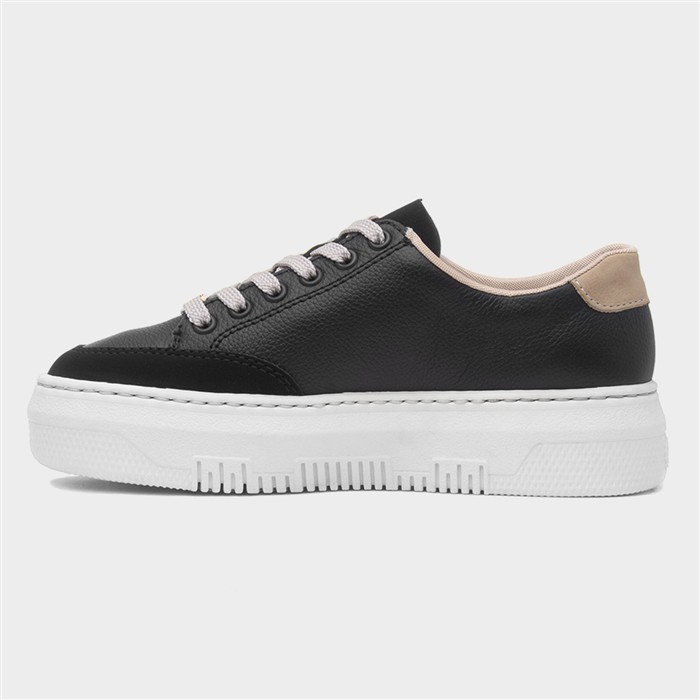 Essen Womens Black Leather Lace Up Shoe