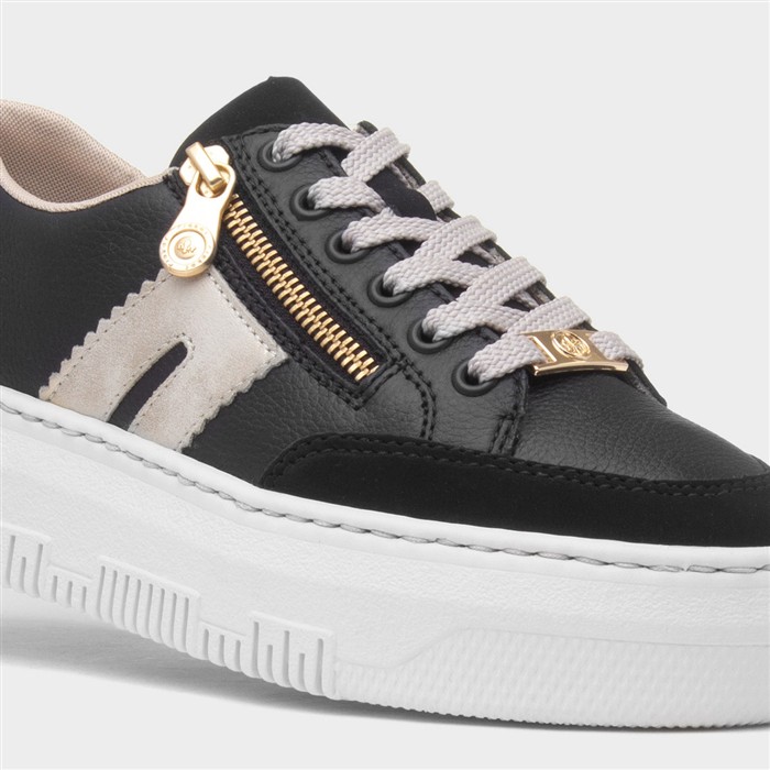 Essen Womens Black Leather Lace Up Shoe