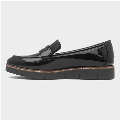 Beijing Womens Black Wedge Loafer