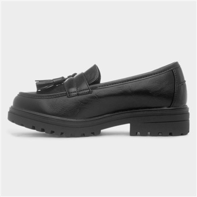 Osaka Womens Black Tassel Loafer Shoe