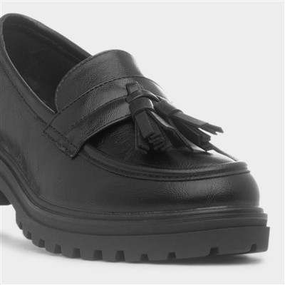 Osaka Womens Black Tassel Loafer Shoe
