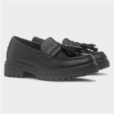 Osaka Womens Black Tassel Loafer Shoe