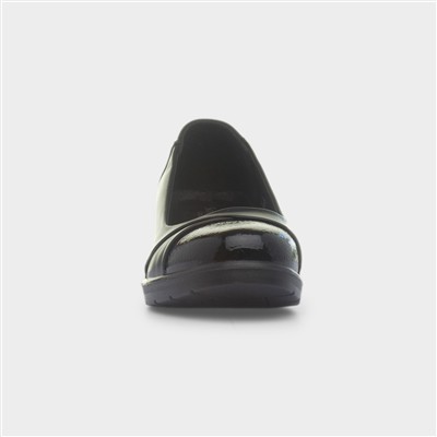 Womens Black Wedge Slip On Casual Shoe