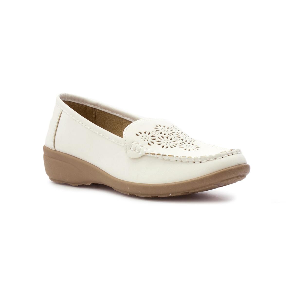 Softlites Womens White Casual Wedge Loafer Shoe-12108 | Shoe Zone