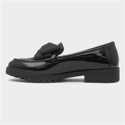 Hanoi Womens Black Patent Bow Loafer