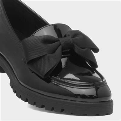 Hanoi Womens Black Patent Bow Loafer