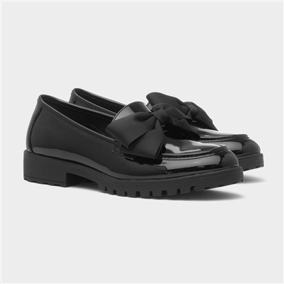 Hanoi Womens Black Patent Bow Loafer