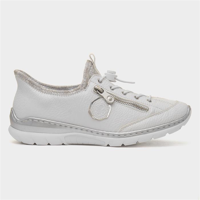 Antistress Womens White Slip On Zip Up Shoe