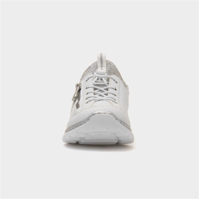 Antistress Womens White Slip On Zip Up Shoe
