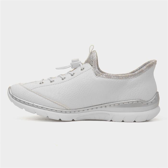 Antistress Womens White Slip On Zip Up Shoe