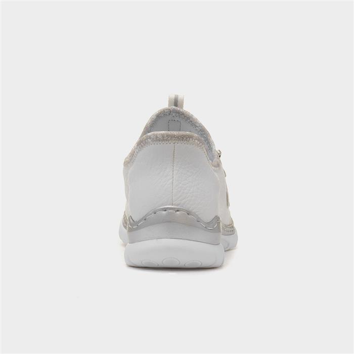 Antistress Womens White Slip On Zip Up Shoe