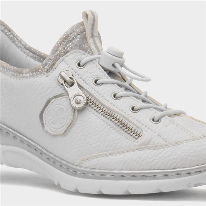 Antistress Womens White Slip On Zip Up Shoe