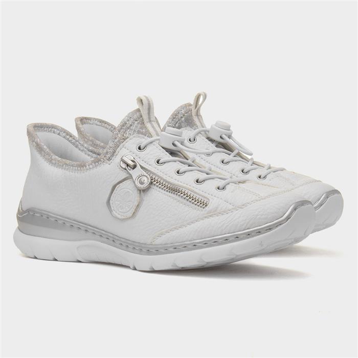 Antistress Womens White Slip On Zip Up Shoe