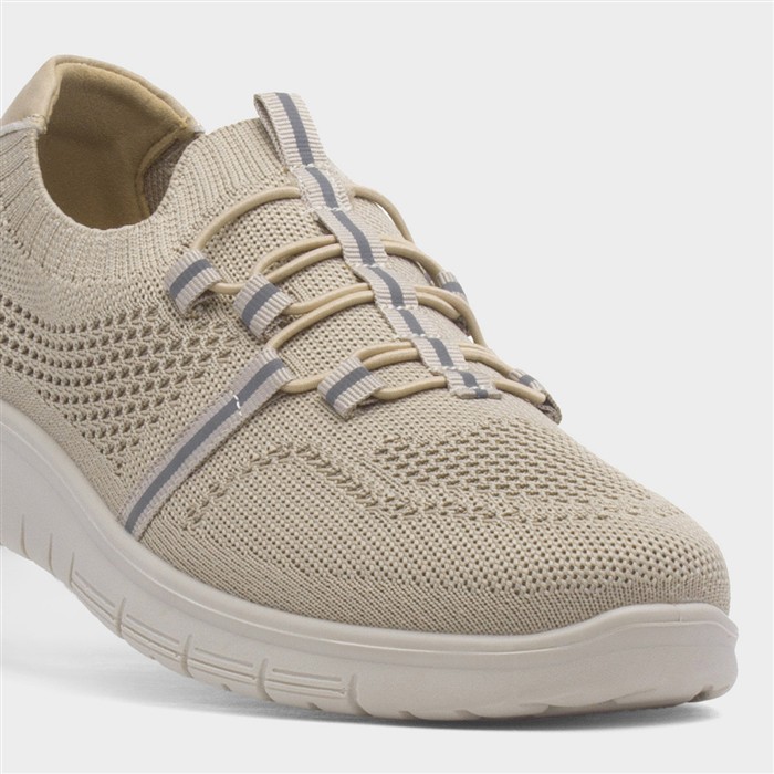 Linda Womens Beige Casual Knit Shoe