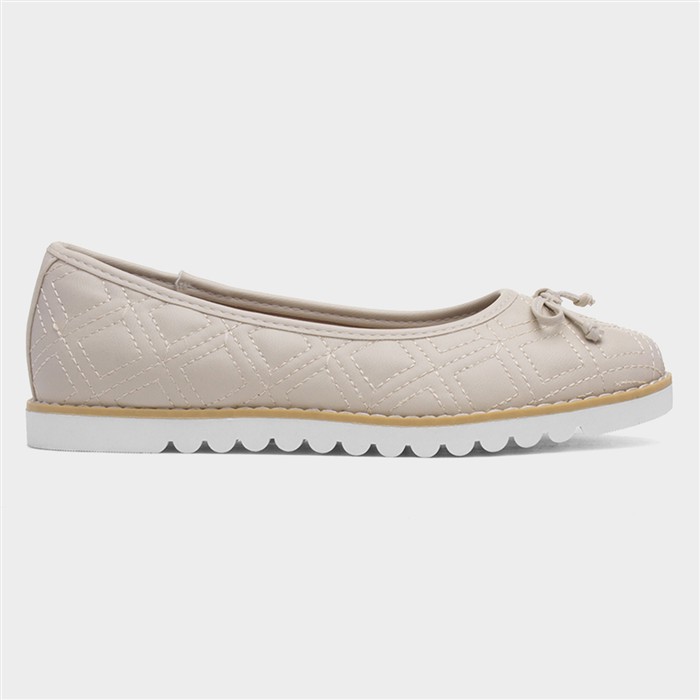 Kim Womens Beige Bow Ballerina Shoe