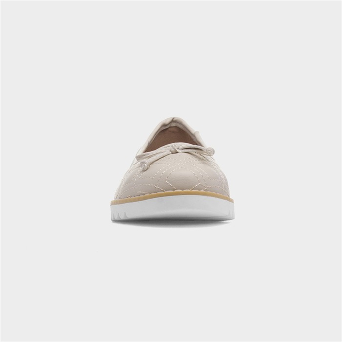 Kim Womens Beige Bow Ballerina Shoe
