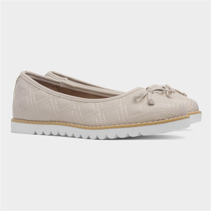 Kim Womens Beige Bow Ballerina Shoe