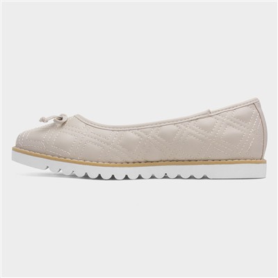 Kim Womens Beige Bow Ballerina Shoe
