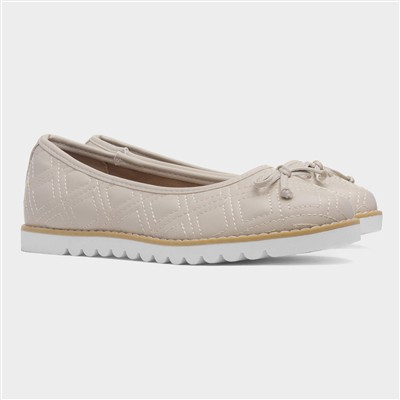 Kim Womens Beige Bow Ballerina Shoe