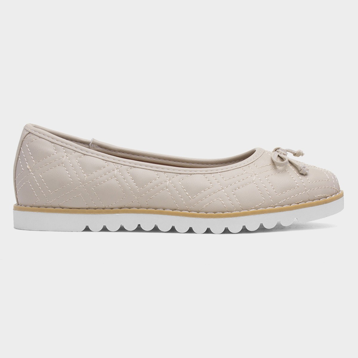 Kim Womens Beige Bow Ballerina Shoe