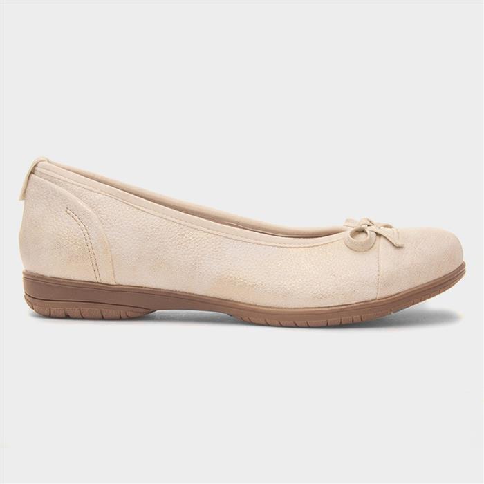 Penny Womens Gold Bow Wide Fit Ballerina