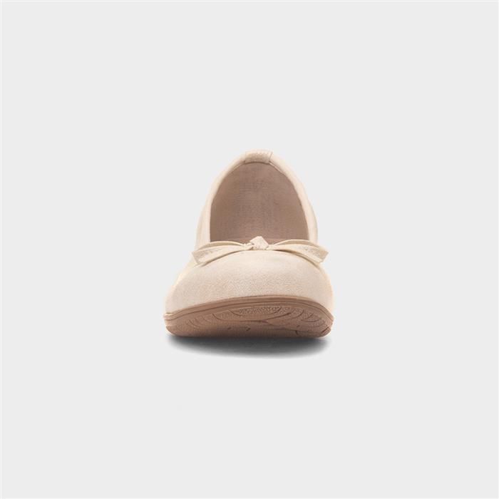 Penny Womens Gold Bow Wide Fit Ballerina