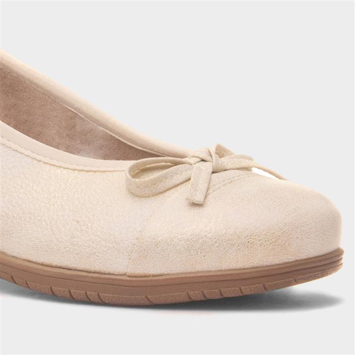 Penny Womens Gold Bow Wide Fit Ballerina
