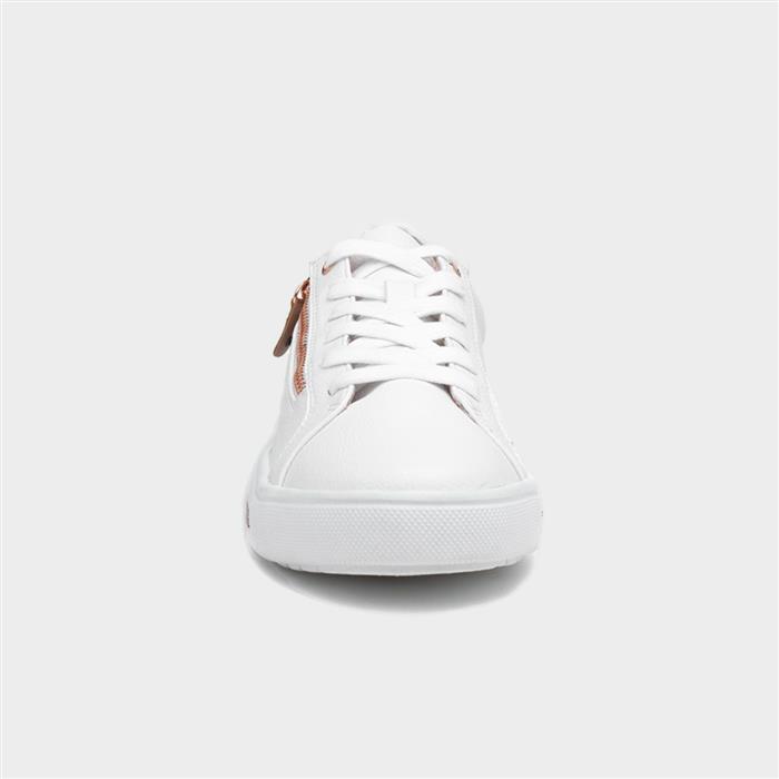 Womens White Zip Lace Up Wide Fit Shoe