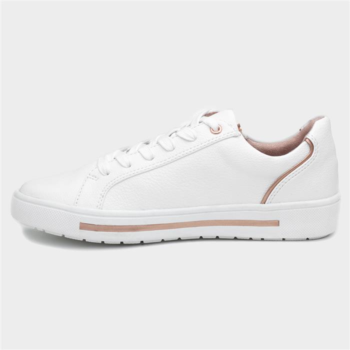 Womens White Zip Lace Up Wide Fit Shoe