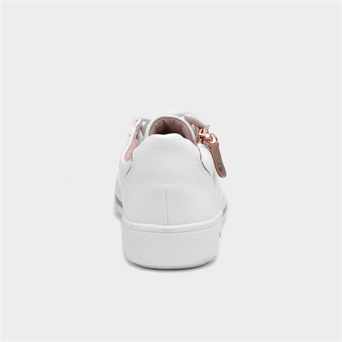 Womens White Zip Lace Up Wide Fit Shoe
