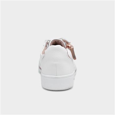 Jenny Womens White Side Zip Shoe