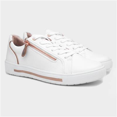 Jenny Womens White Side Zip Shoe
