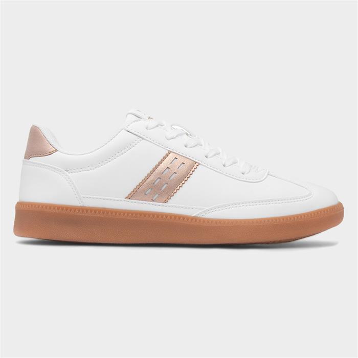 Delapre Womens White Lace Up Casual Shoe