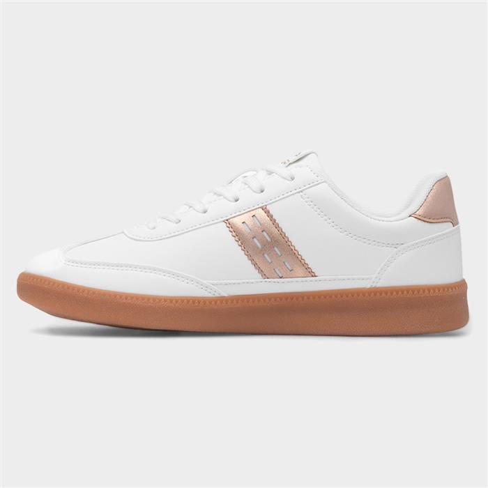 Delapre Womens White Lace Up Casual Shoe