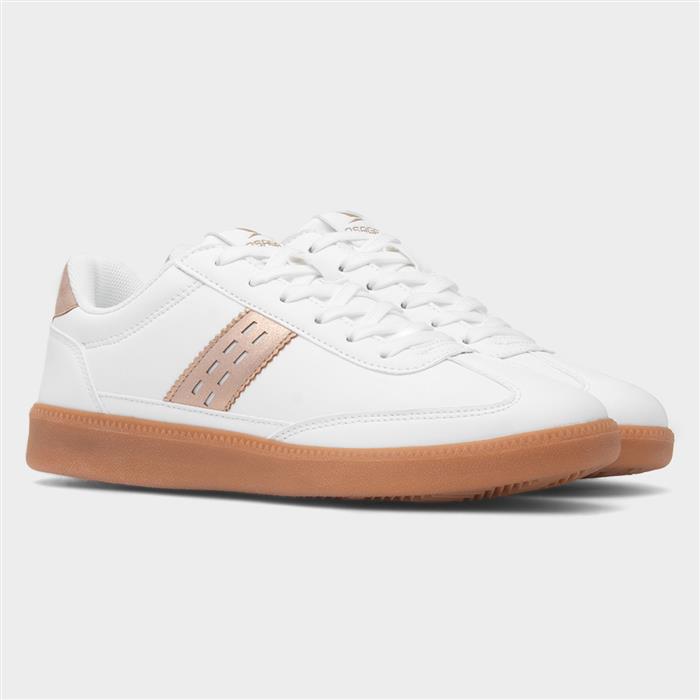 Delapre Womens White Lace Up Casual Shoe