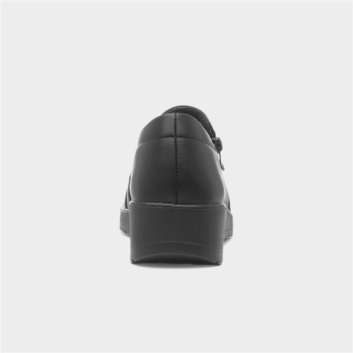 Womens Black Zip Up Wedge Shoe