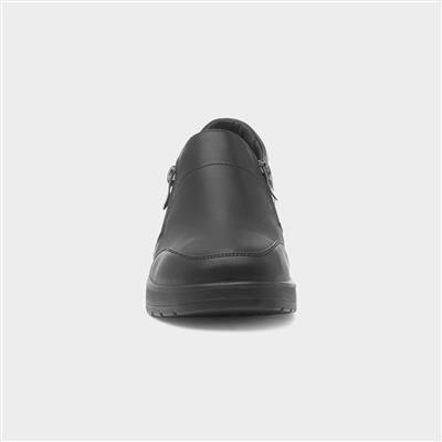 Womens Black Zip Up Wedge Shoe