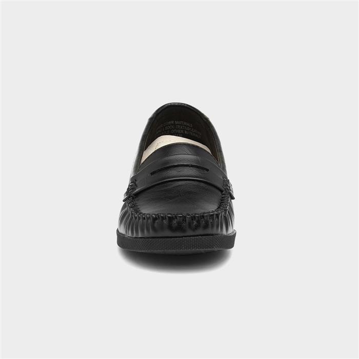Womens Black Wedge Moccasin Loafer Shoe