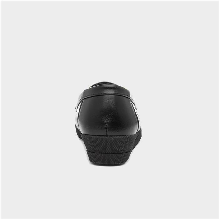 Womens Black Wedge Moccasin Loafer Shoe
