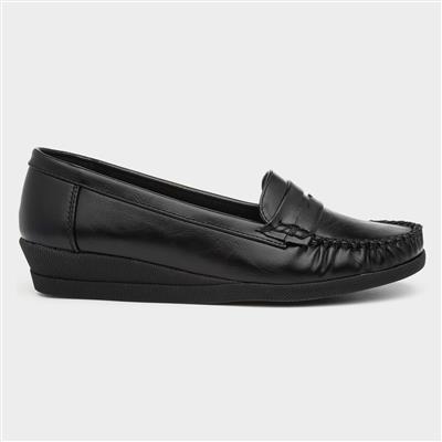 Delia Womens Black Moccasin Loafer Shoe