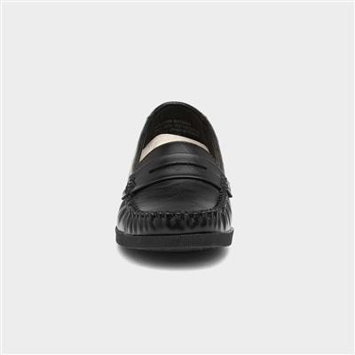 Womens Black Moccasin Loafer Shoe