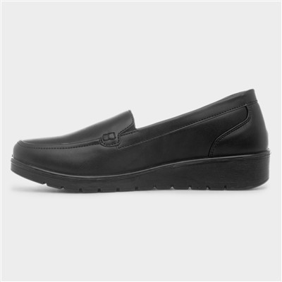 Women's Black Wedge Slip On Casual Shoes