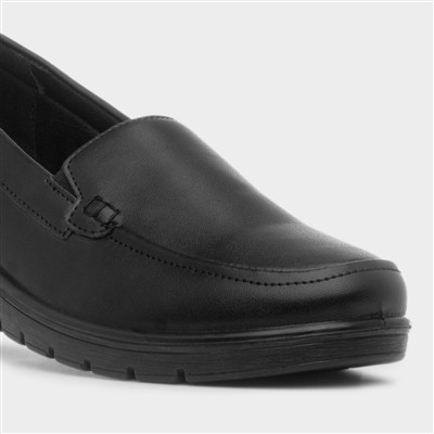 Women's Black Wedge Slip On Casual Shoes