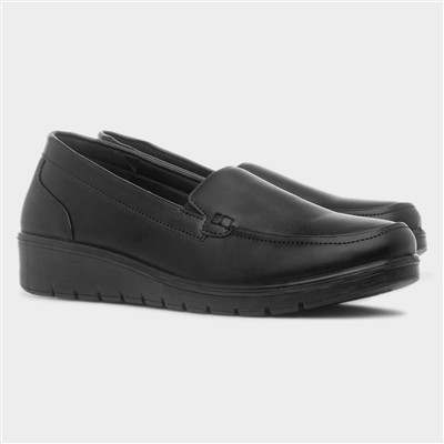 Women's Black Wedge Slip On Casual Shoes