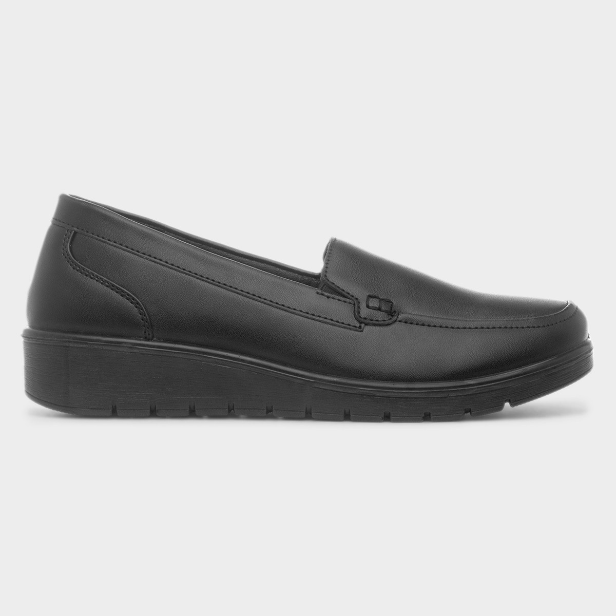 Women's Black Wedge Slip On Casual Shoes