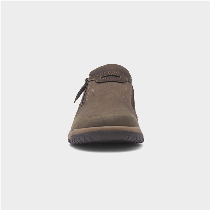 Carly Womens Khaki Casual Zip Up Flat Shoe