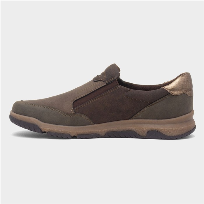 Carly Womens Khaki Casual Zip Up Flat Shoe