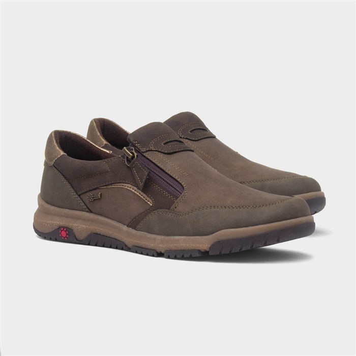 Carly Womens Khaki Casual Zip Up Flat Shoe